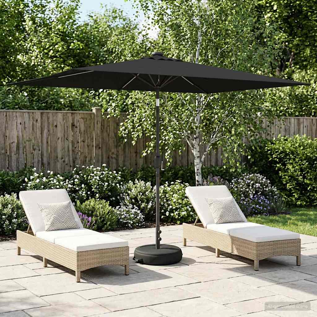vidaXL Parasol ogrodowy z oświetleniem LED i podstawą 200 x 300 cm