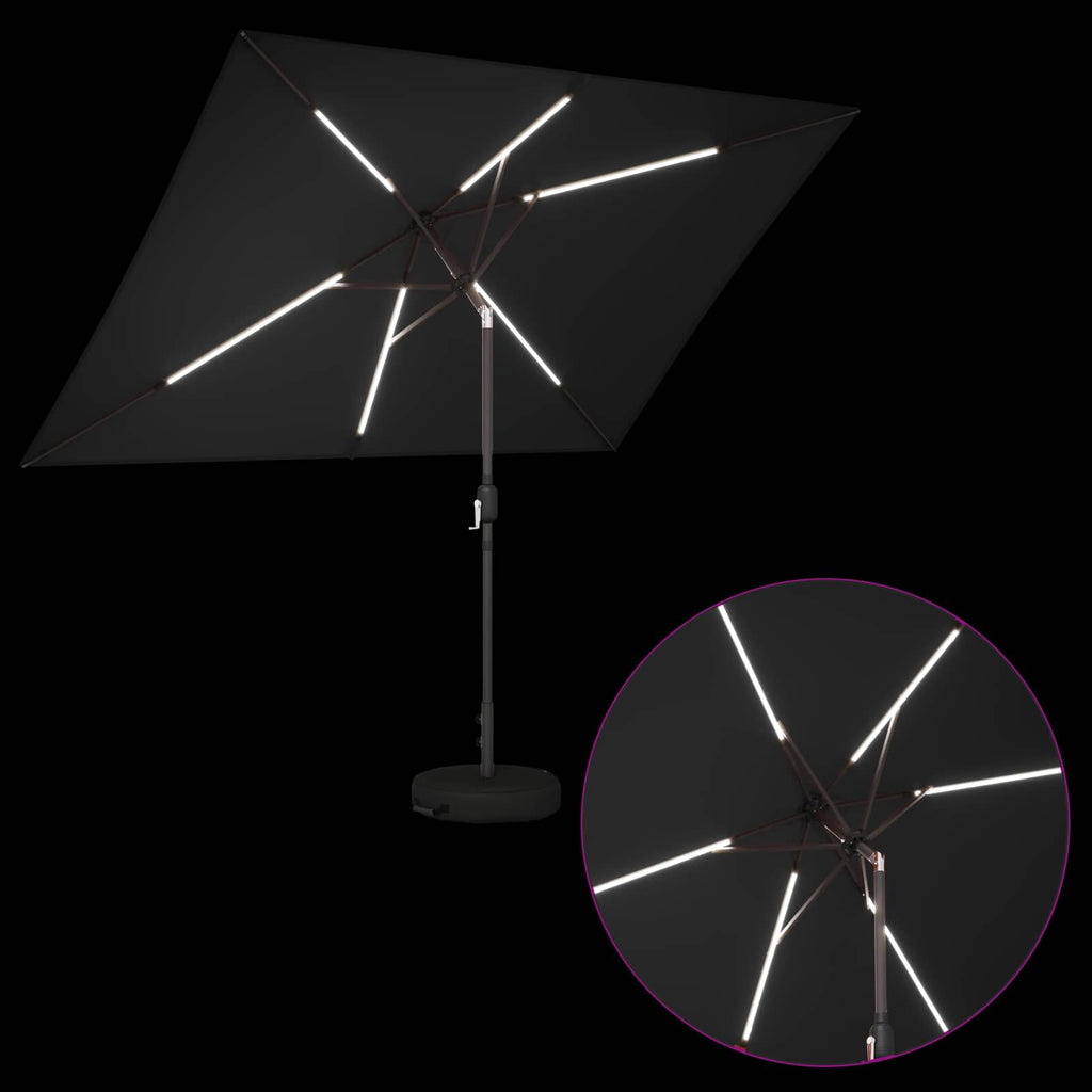 vidaXL Parasol ogrodowy z oświetleniem LED i podstawą 200 x 300 cm