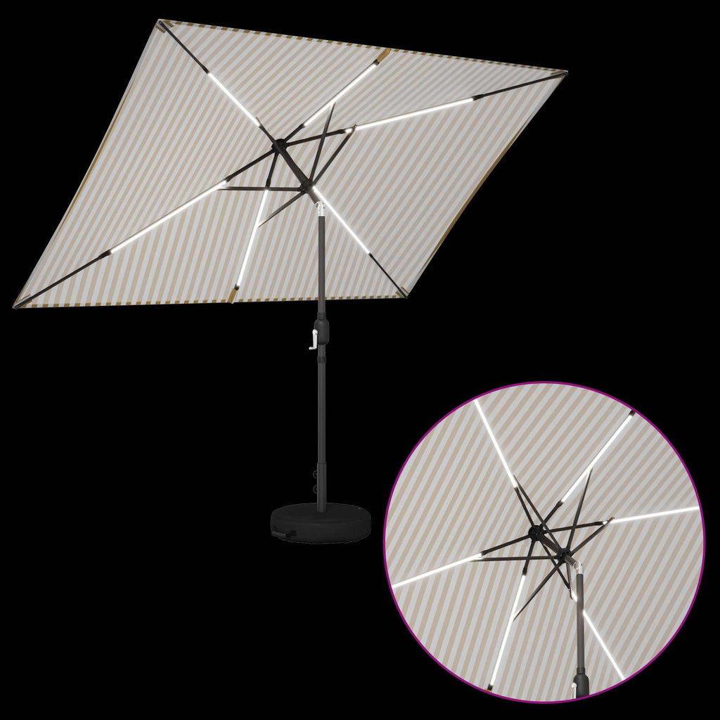 vidaXL Parasol ogrodowy z oświetleniem LED i podstawą 200 x 300 cm