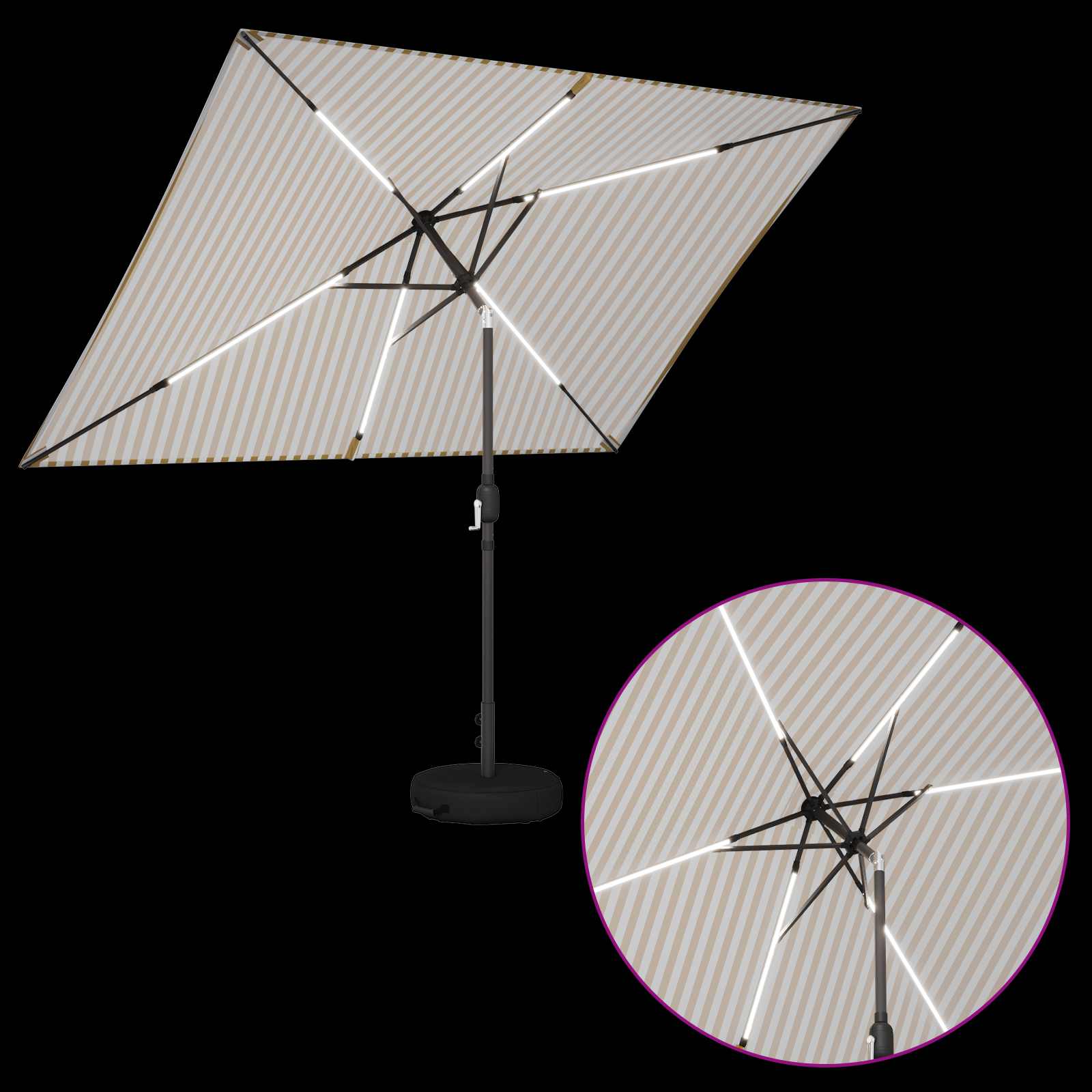 vidaXL Parasol ogrodowy z oświetleniem LED i podstawą 200 x 300 cm
