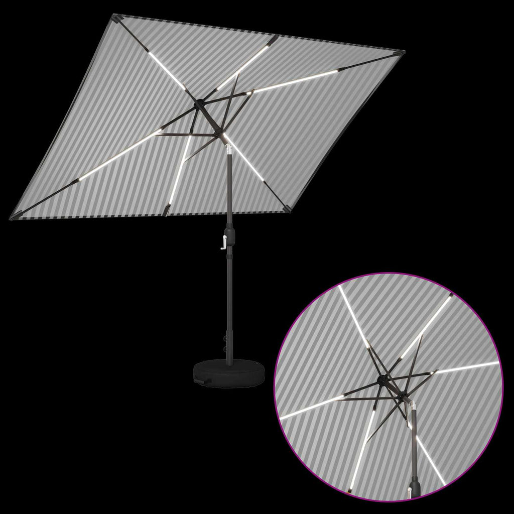 vidaXL Parasol ogrodowy z oświetleniem LED i podstawą 200 x 300 cm