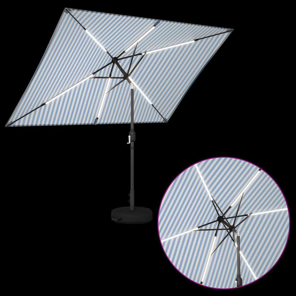 vidaXL Parasol ogrodowy z oświetleniem LED i podstawą 200 x 300 cm