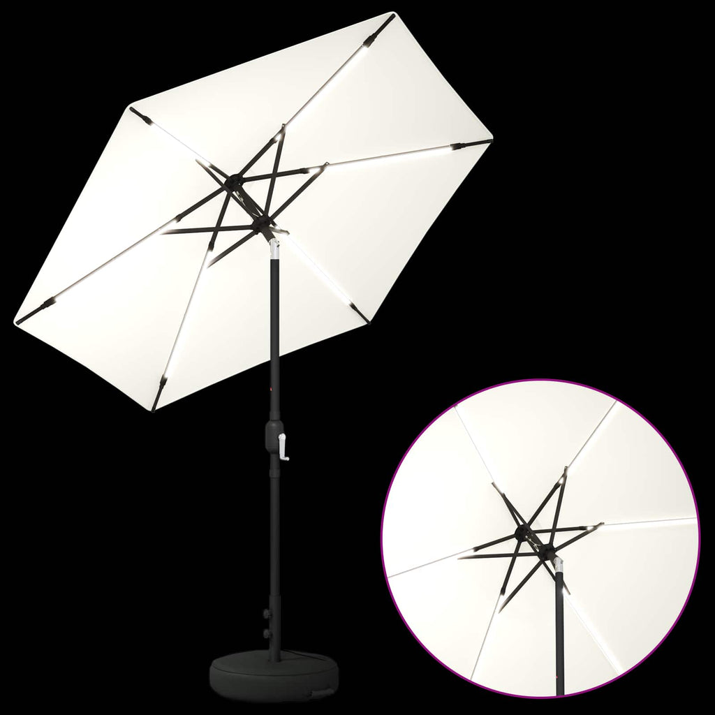 vidaXL Parasol ogrodowy z oświetleniem LED i podstawą 230 x 230 cm