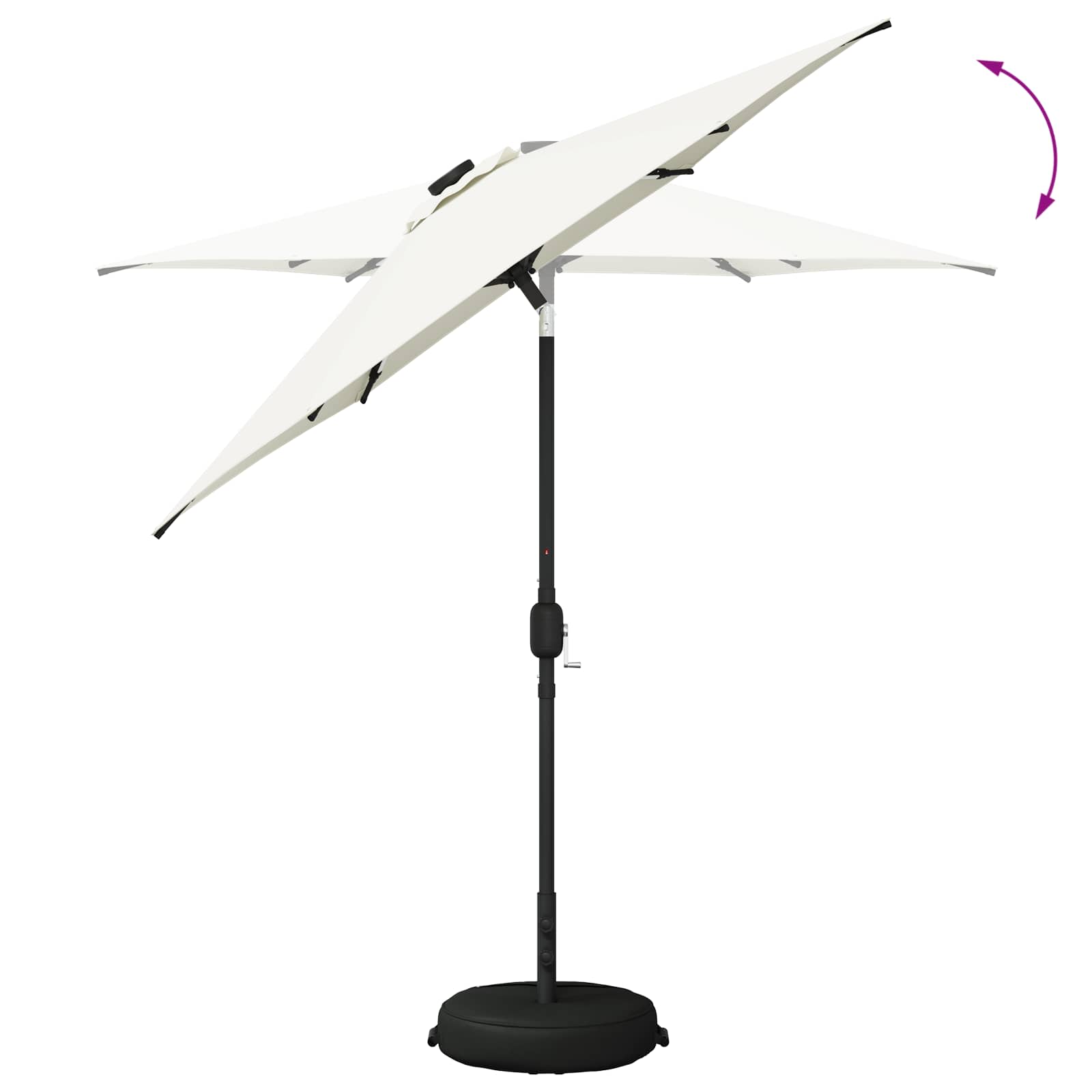vidaXL Parasol ogrodowy z oświetleniem LED i podstawą 230 x 230 cm
