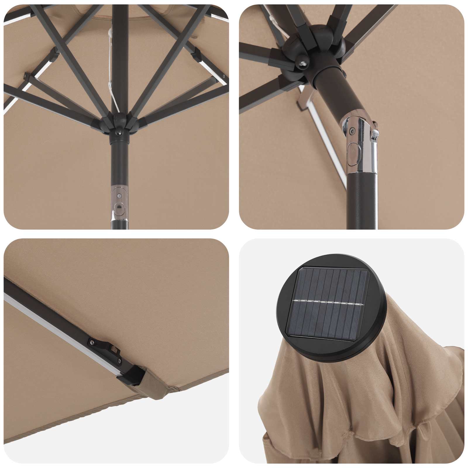 vidaXL Parasol ogrodowy z oświetleniem LED i podstawą 230 x 230 cm