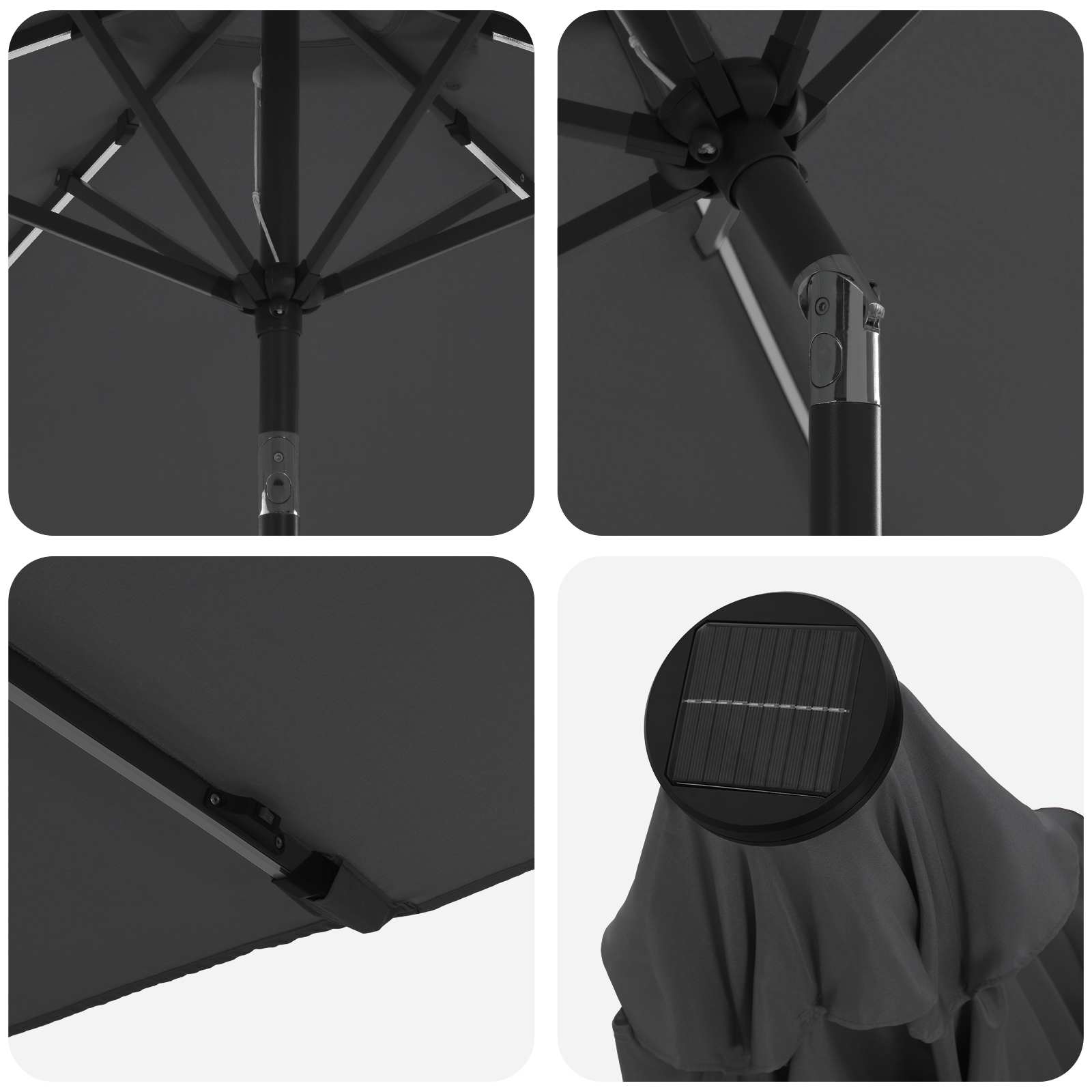 vidaXL Parasol ogrodowy z oświetleniem LED i podstawą 230 x 230 cm