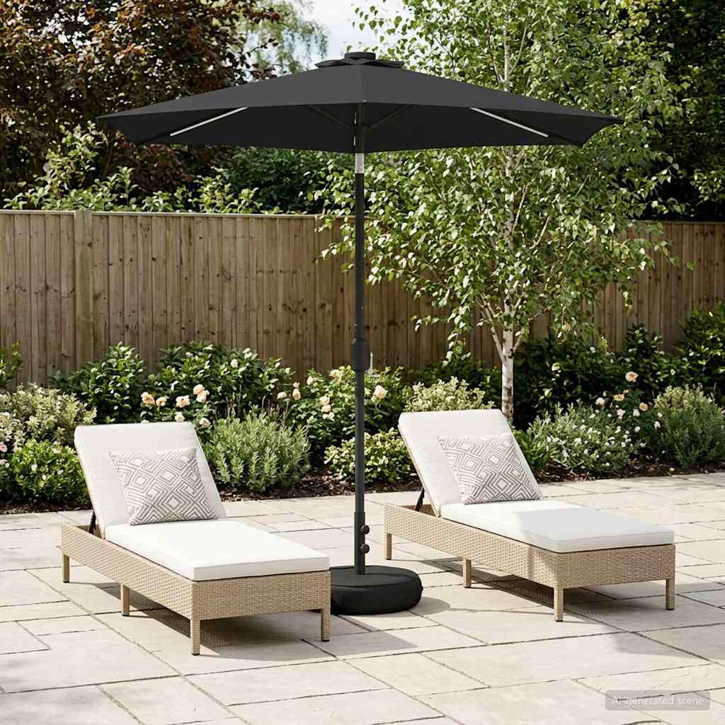 vidaXL Parasol ogrodowy z oświetleniem LED i podstawą 230 x 230 cm