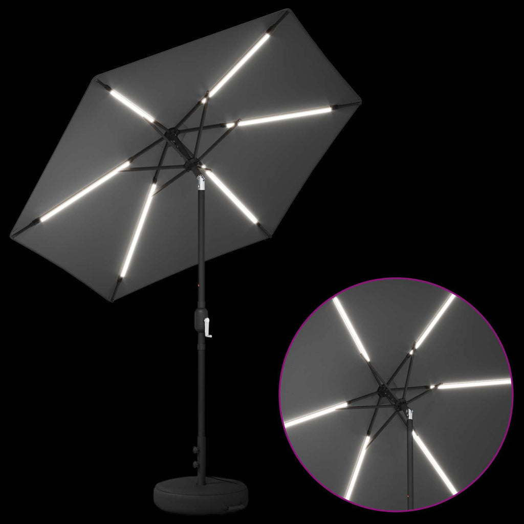 vidaXL Parasol ogrodowy z oświetleniem LED i podstawą 230 x 230 cm