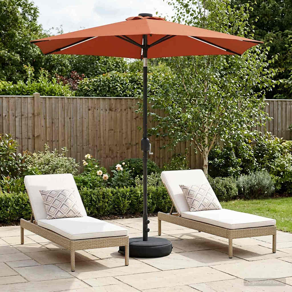 vidaXL Parasol ogrodowy z oświetleniem LED i podstawą 230 x 230 cm