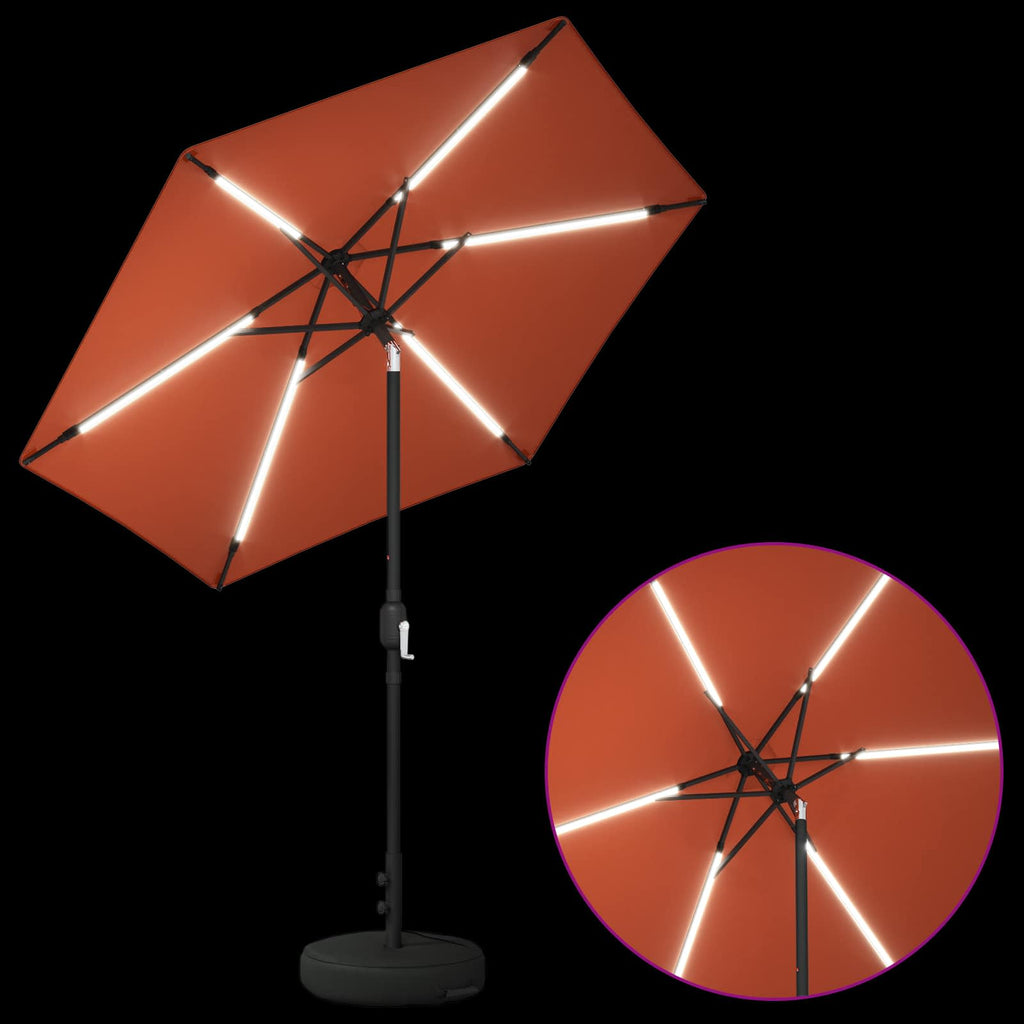 vidaXL Parasol ogrodowy z oświetleniem LED i podstawą 230 x 230 cm