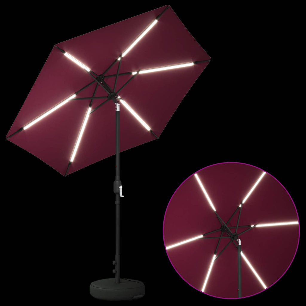 vidaXL Parasol ogrodowy z oświetleniem LED i podstawą 230 x 230 cm