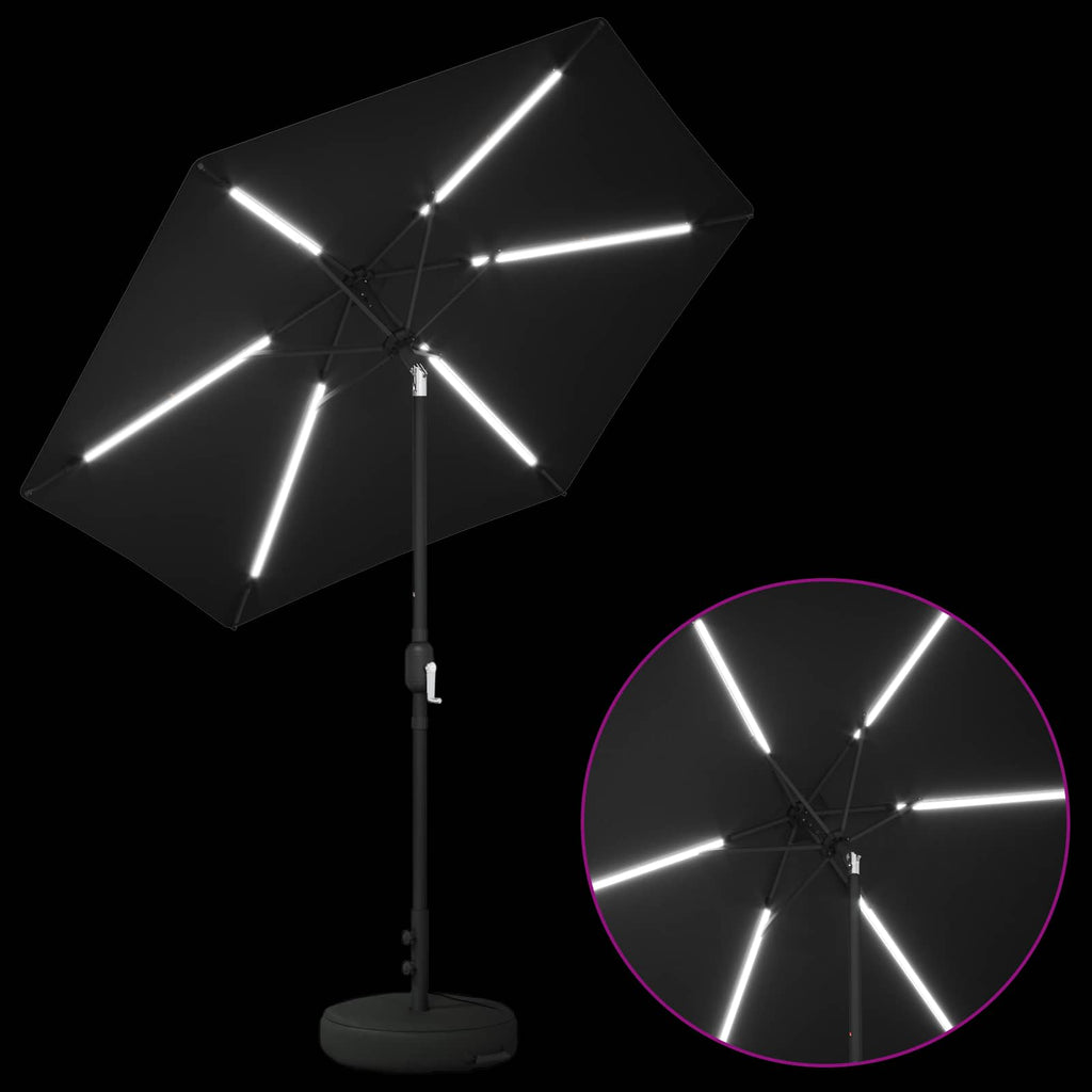 vidaXL Parasol ogrodowy z oświetleniem LED i podstawą 230 x 230 cm