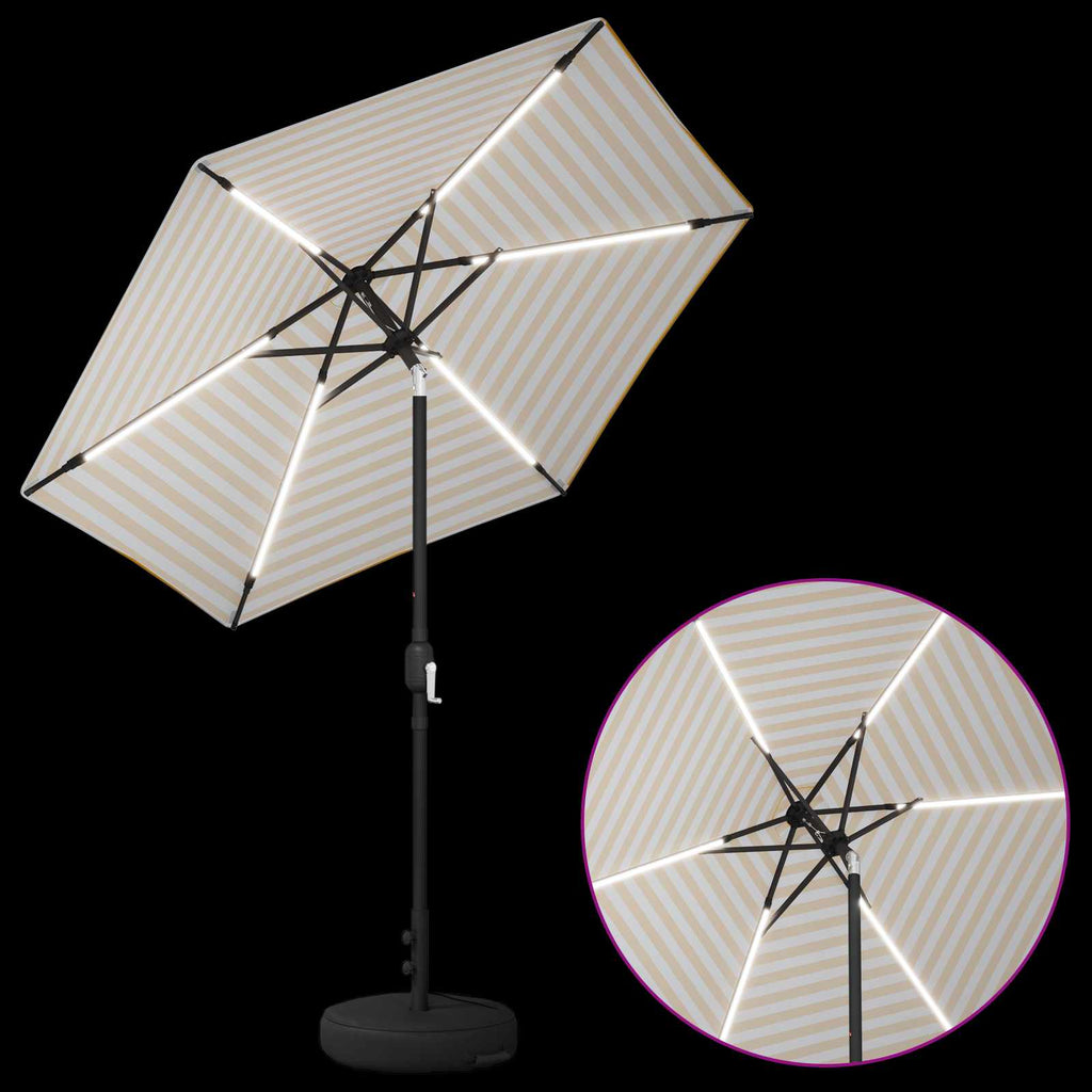 vidaXL Parasol ogrodowy z oświetleniem LED i podstawą 230 x 230 cm