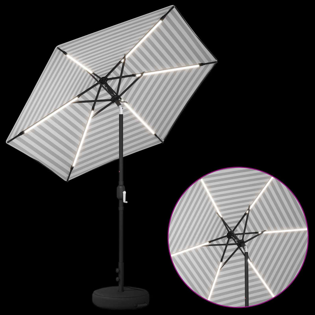 vidaXL Parasol ogrodowy z oświetleniem LED i podstawą 230 x 230 cm