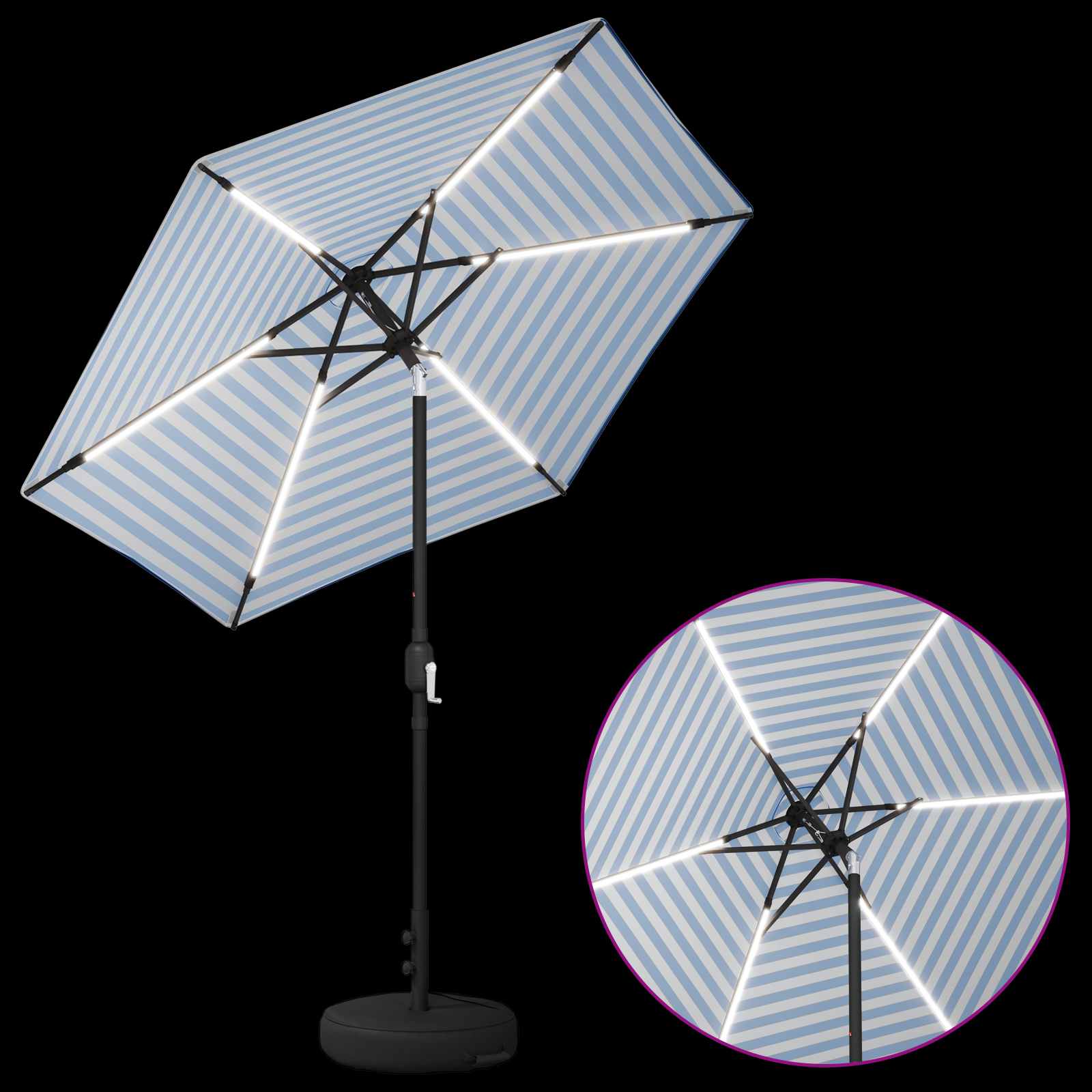 vidaXL Parasol ogrodowy z oświetleniem LED i podstawą 230 x 230 cm