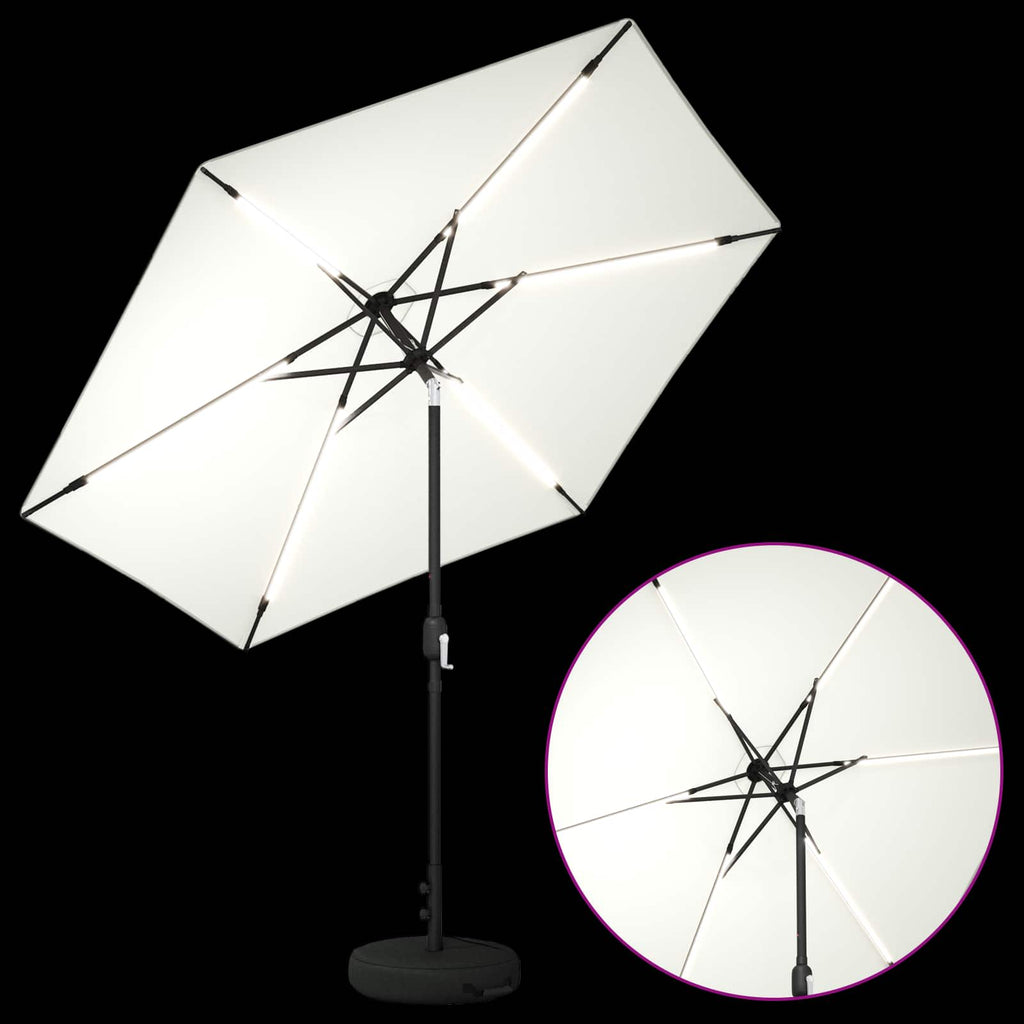 vidaXL Parasol ogrodowy z oświetleniem LED i podstawą 270 x 270 cm