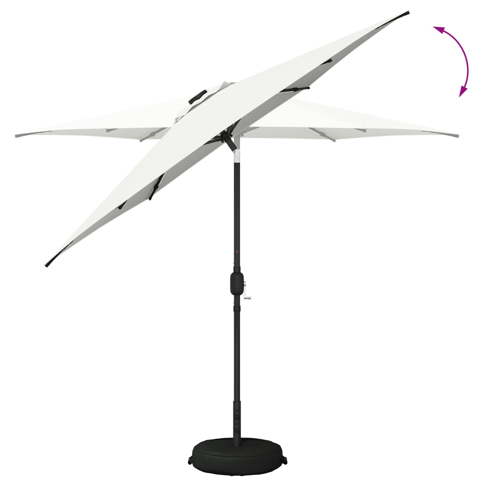 vidaXL Parasol ogrodowy z oświetleniem LED i podstawą 270 x 270 cm