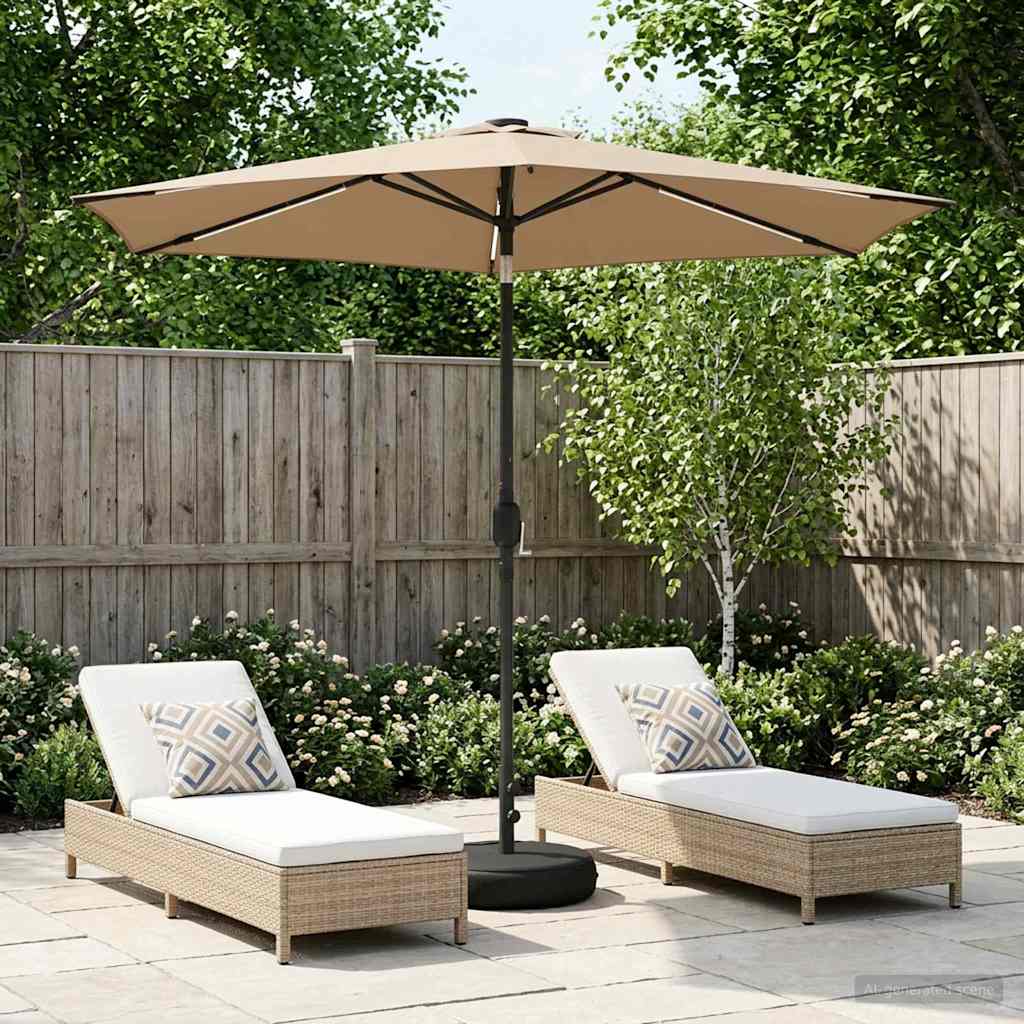 vidaXL Parasol ogrodowy z oświetleniem LED i podstawą 270 x 270 cm