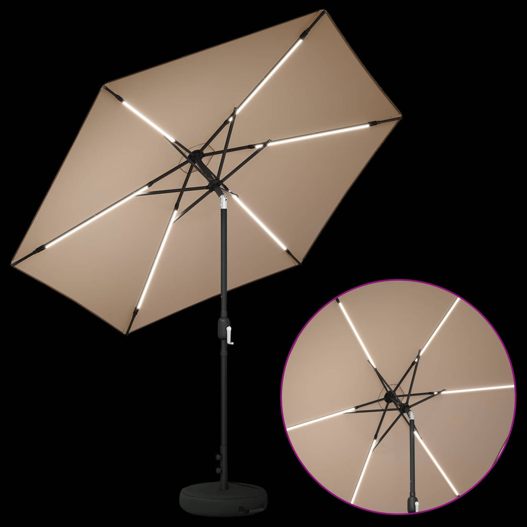 vidaXL Parasol ogrodowy z oświetleniem LED i podstawą 270 x 270 cm