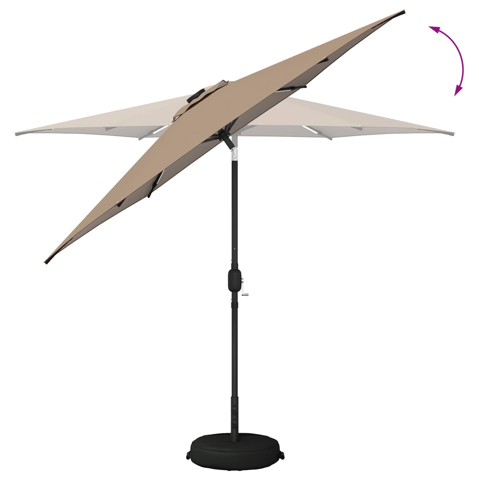 vidaXL Parasol ogrodowy z oświetleniem LED i podstawą 270 x 270 cm