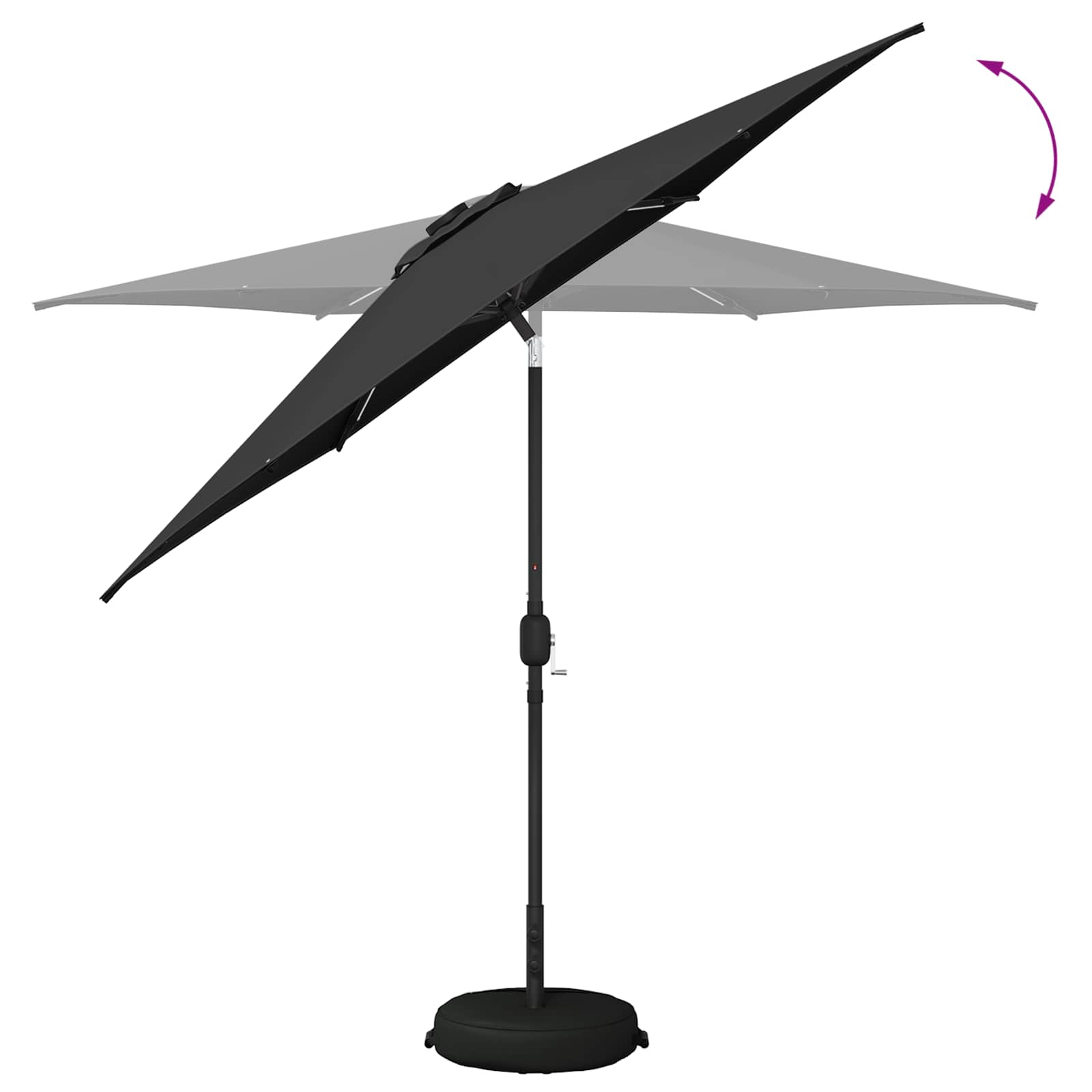 vidaXL Parasol ogrodowy z oświetleniem LED i podstawą 270 x 270 cm