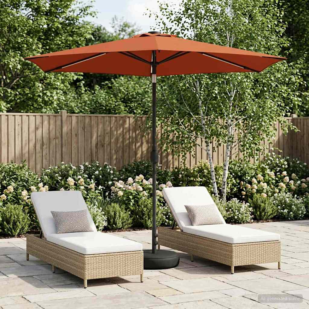 vidaXL Parasol ogrodowy z oświetleniem LED i podstawą 270 x 270 cm