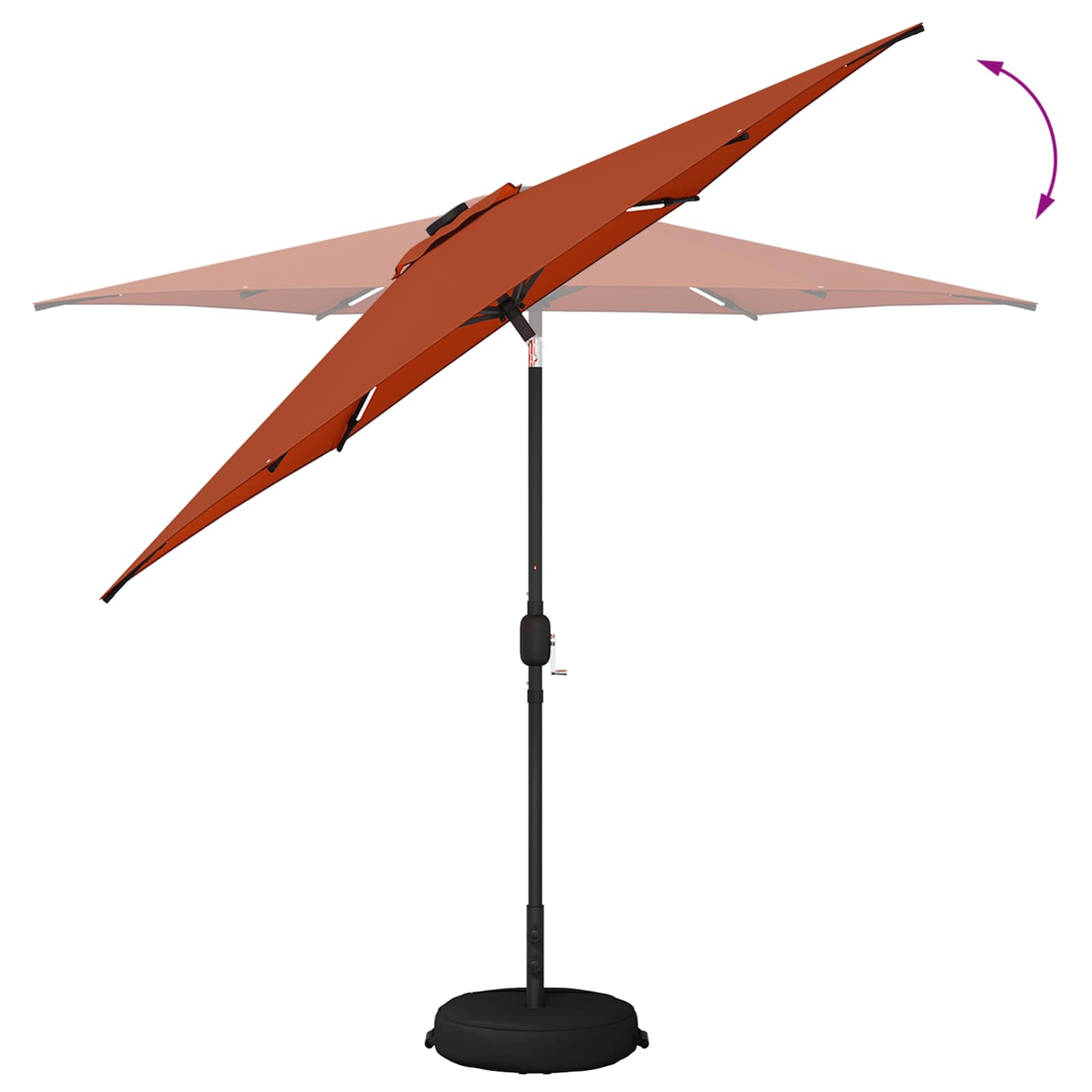 vidaXL Parasol ogrodowy z oświetleniem LED i podstawą 270 x 270 cm