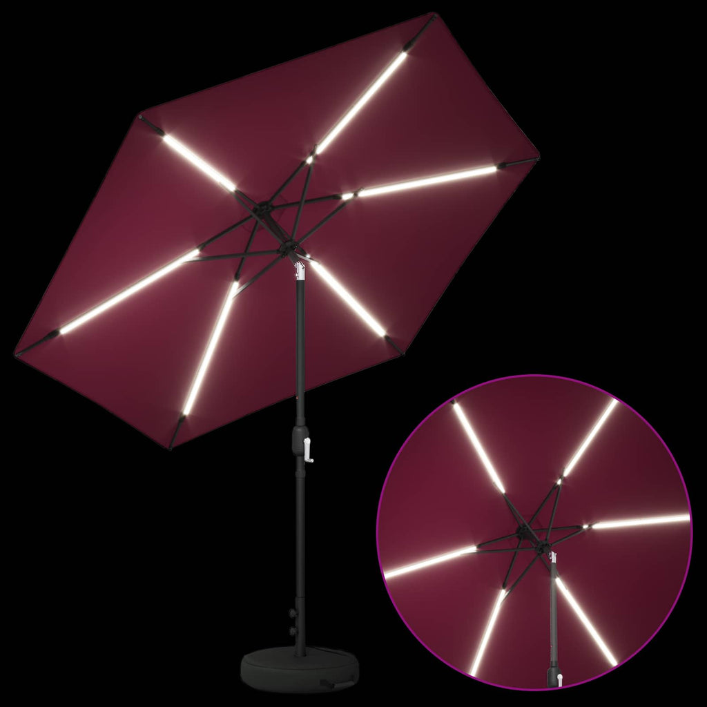 vidaXL Parasol ogrodowy z oświetleniem LED i podstawą 270 x 270 cm