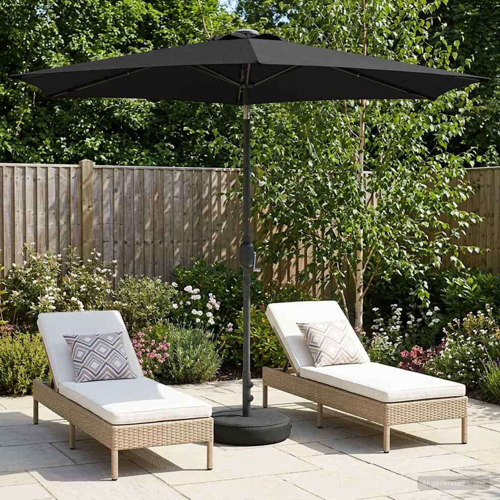 vidaXL Parasol ogrodowy z oświetleniem LED i podstawą 270 x 270 cm