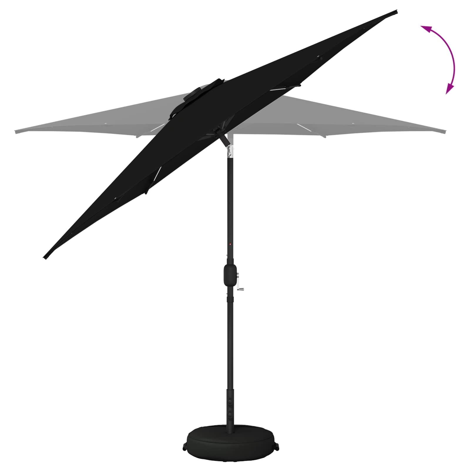 vidaXL Parasol ogrodowy z oświetleniem LED i podstawą 270 x 270 cm