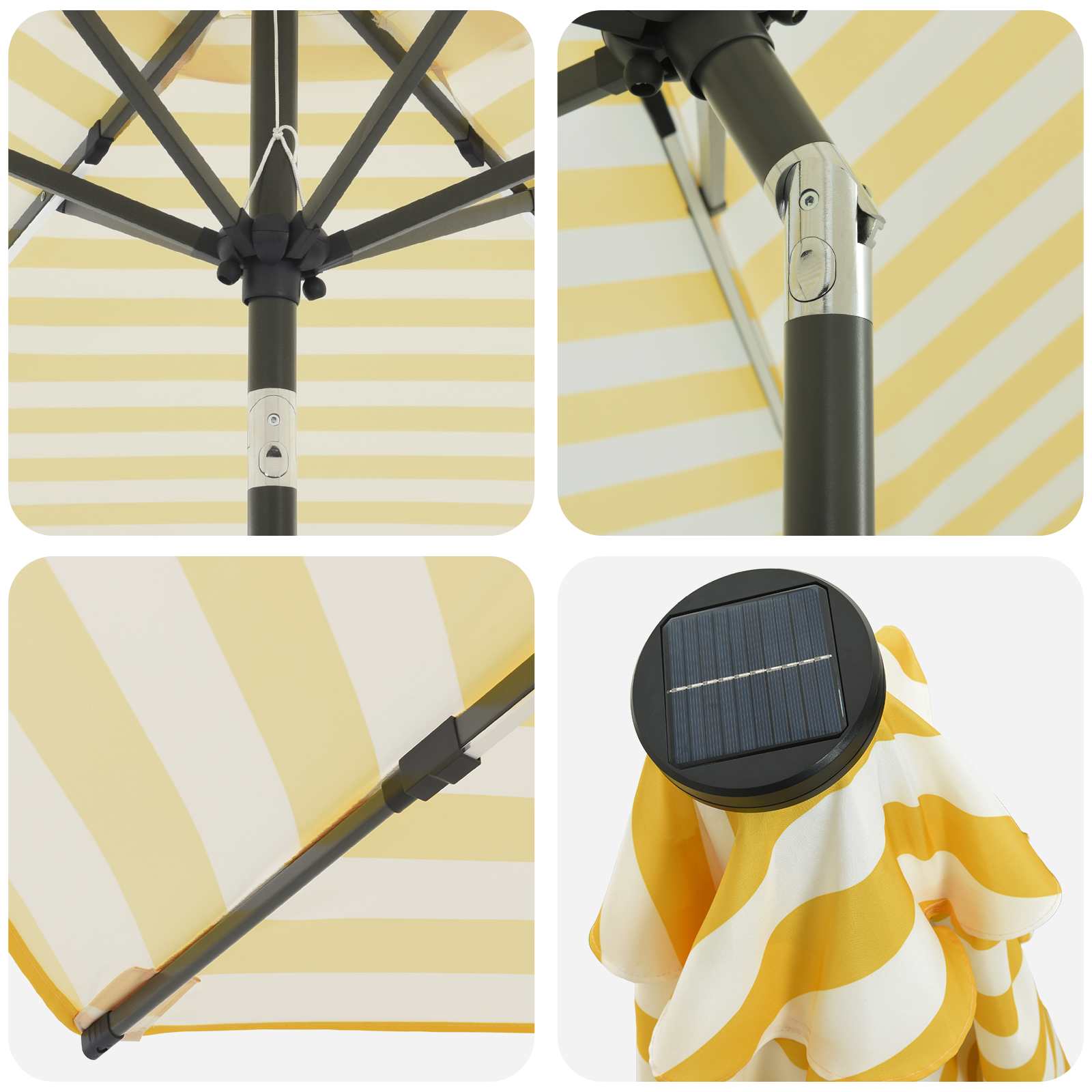 vidaXL Parasol ogrodowy z oświetleniem LED i podstawą 270 x 270 cm
