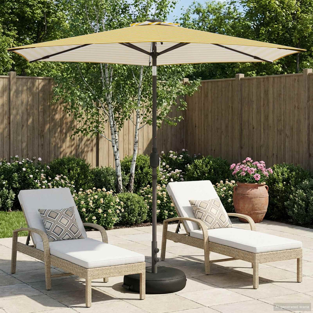 vidaXL Parasol ogrodowy z oświetleniem LED i podstawą 270 x 270 cm