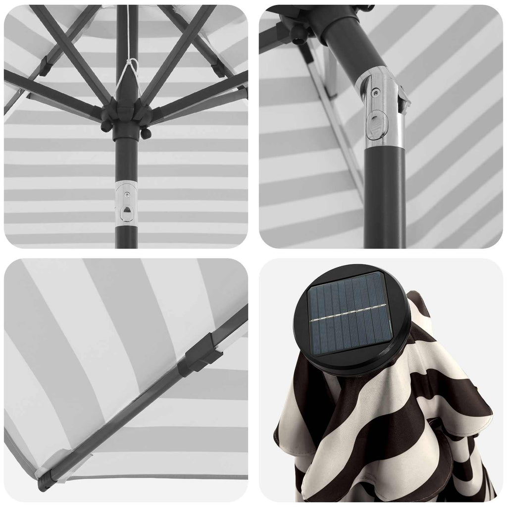 vidaXL Parasol ogrodowy z oświetleniem LED i podstawą 270 x 270 cm