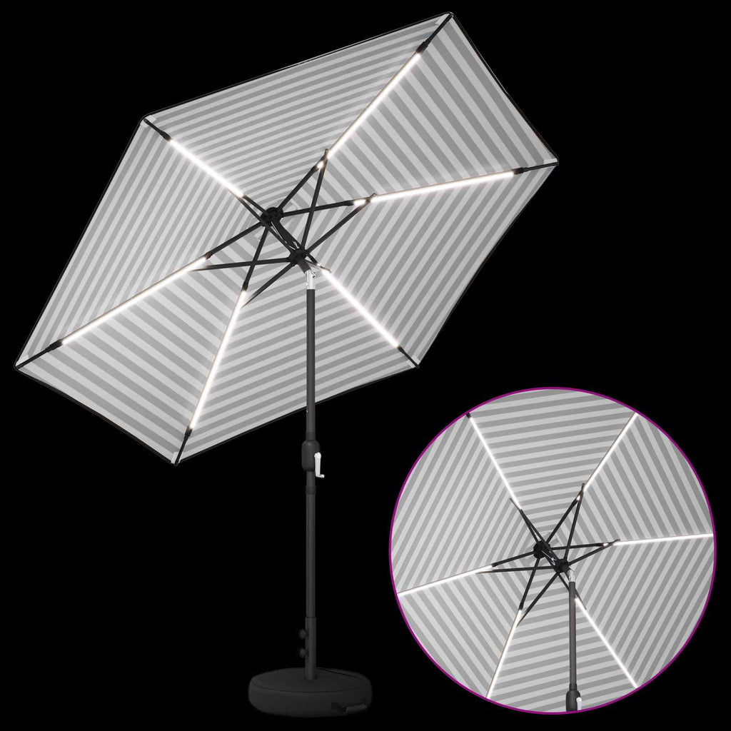 vidaXL Parasol ogrodowy z oświetleniem LED i podstawą 270 x 270 cm