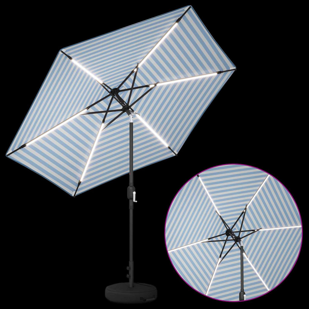 vidaXL Parasol ogrodowy z oświetleniem LED i podstawą 270 x 270 cm