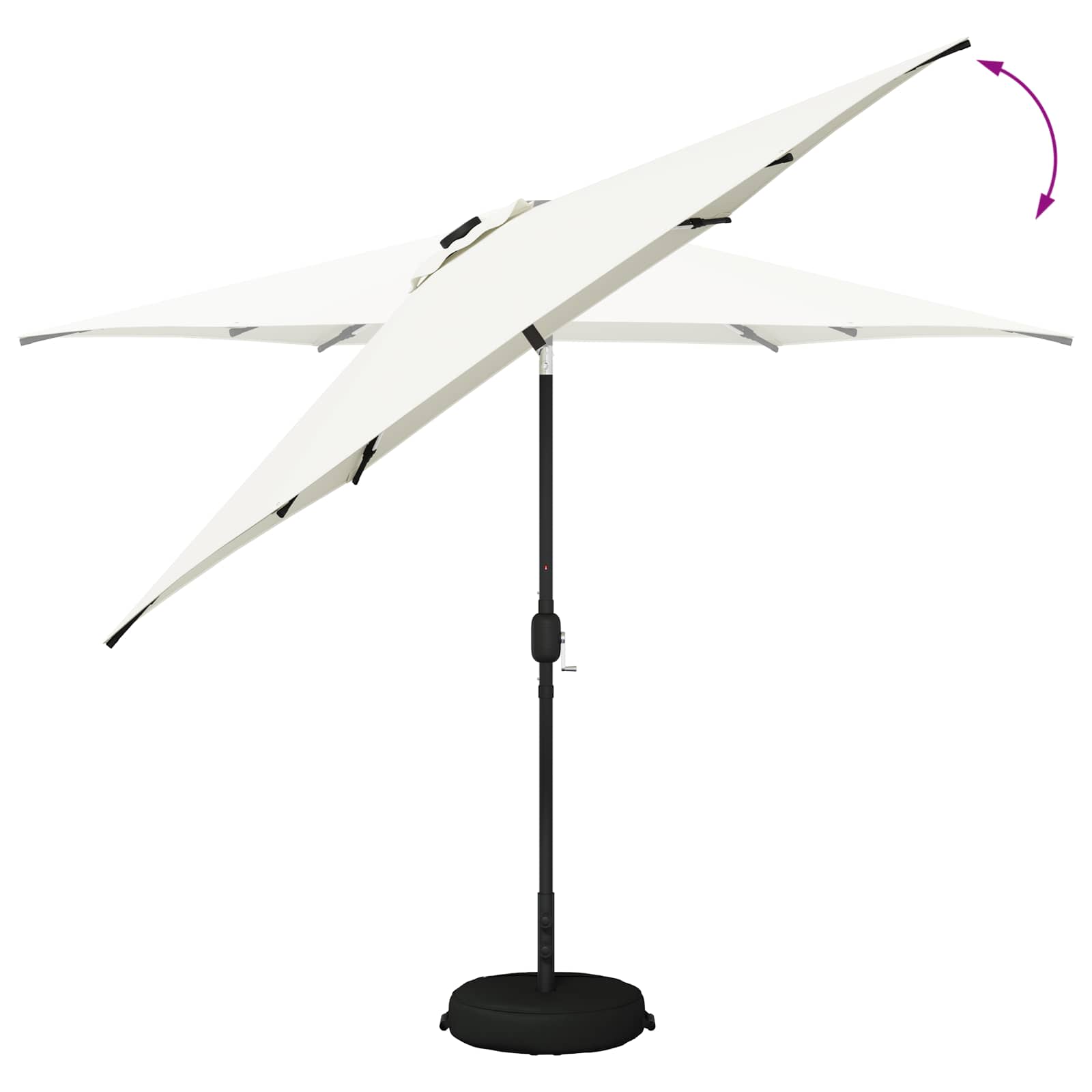vidaXL Parasol ogrodowy z oświetleniem LED i podstawą 300 x 300 cm