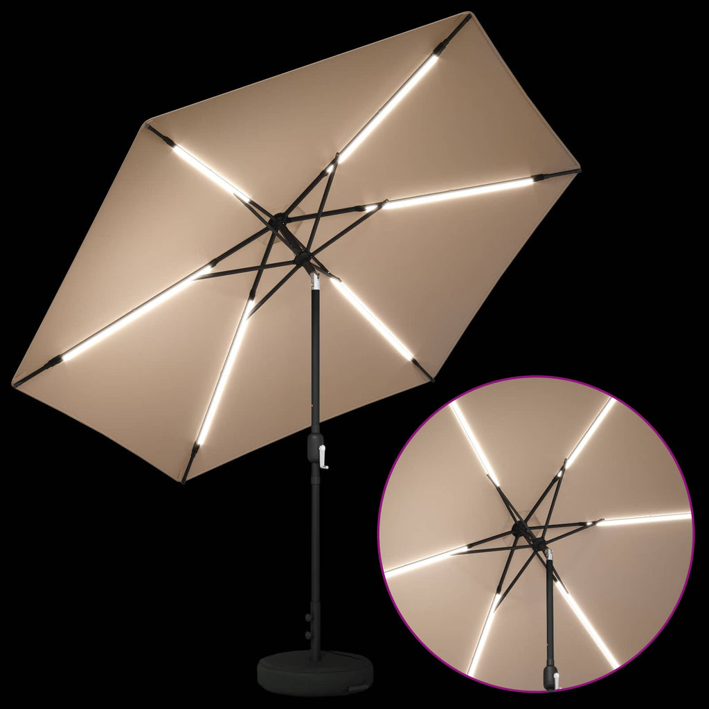 vidaXL Parasol ogrodowy z oświetleniem LED i podstawą 300 x 300 cm