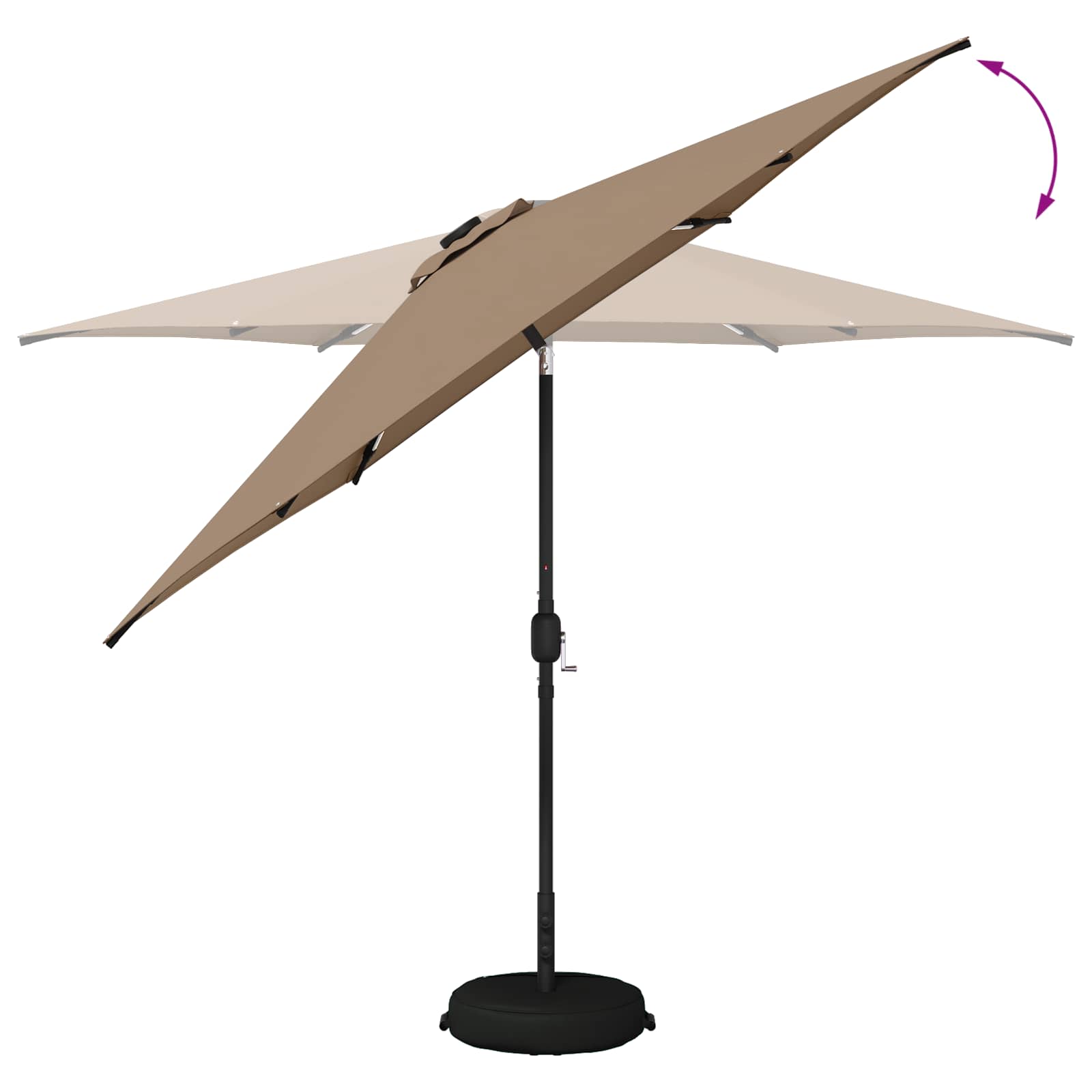 vidaXL Parasol ogrodowy z oświetleniem LED i podstawą 300 x 300 cm