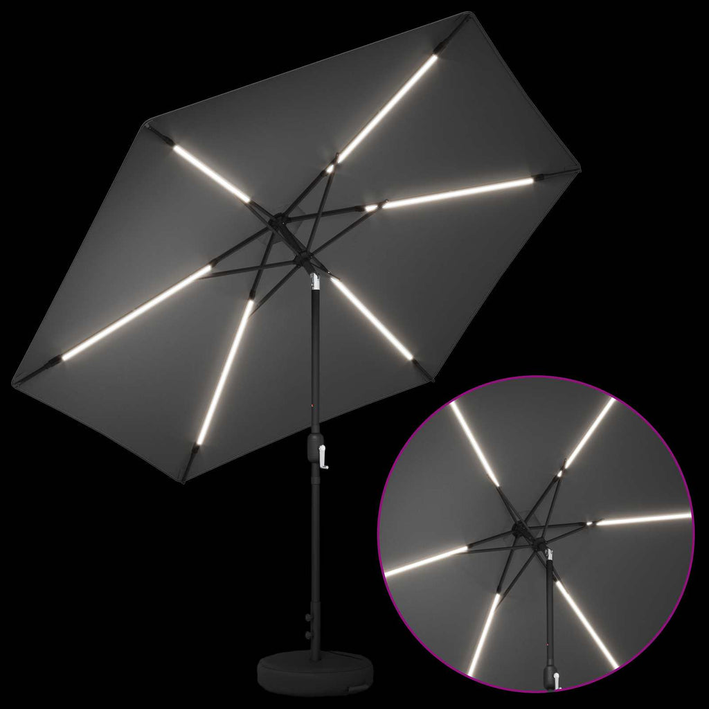 vidaXL Parasol ogrodowy z oświetleniem LED i podstawą 300 x 300 cm