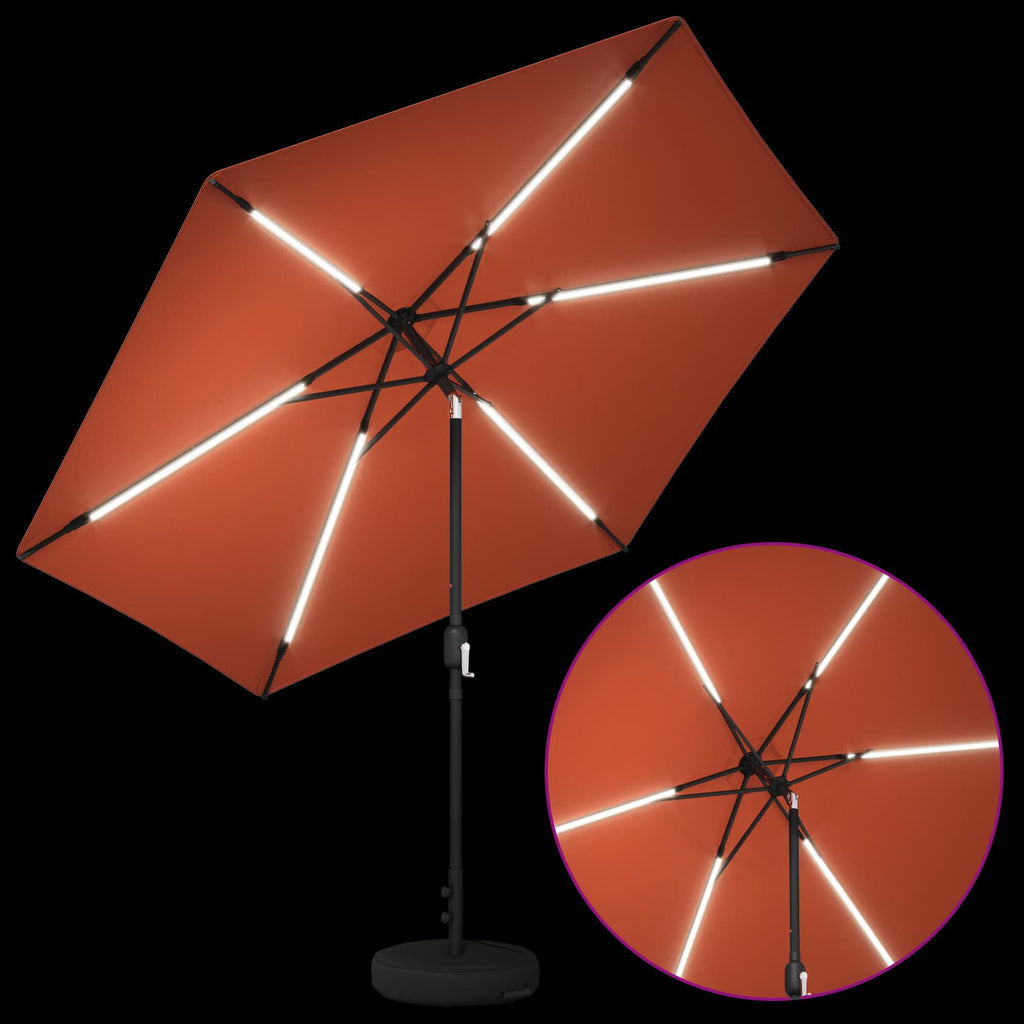 vidaXL Parasol ogrodowy z oświetleniem LED i podstawą 300 x 300 cm
