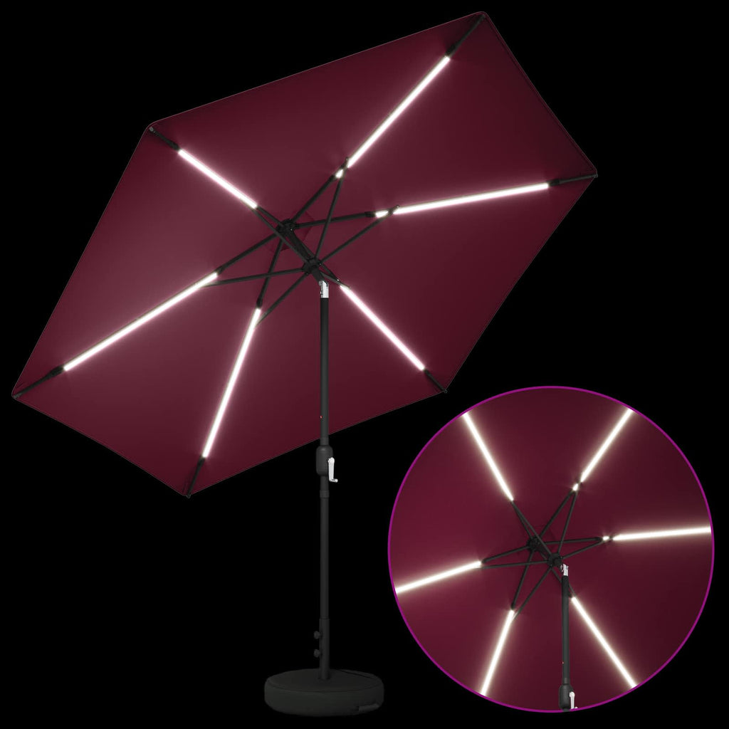 vidaXL Parasol ogrodowy z oświetleniem LED i podstawą 300 x 300 cm