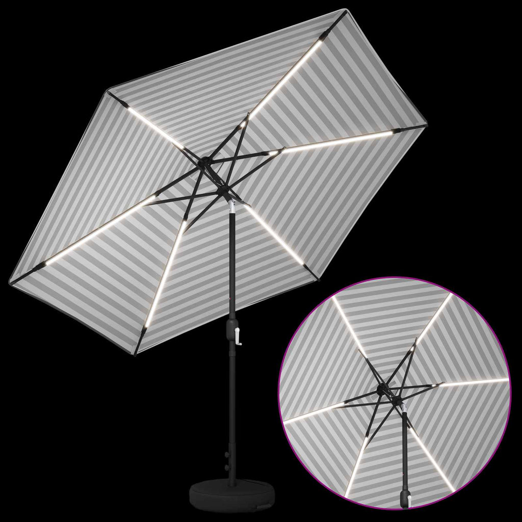 vidaXL Parasol ogrodowy z oświetleniem LED i podstawą 300 x 300 cm