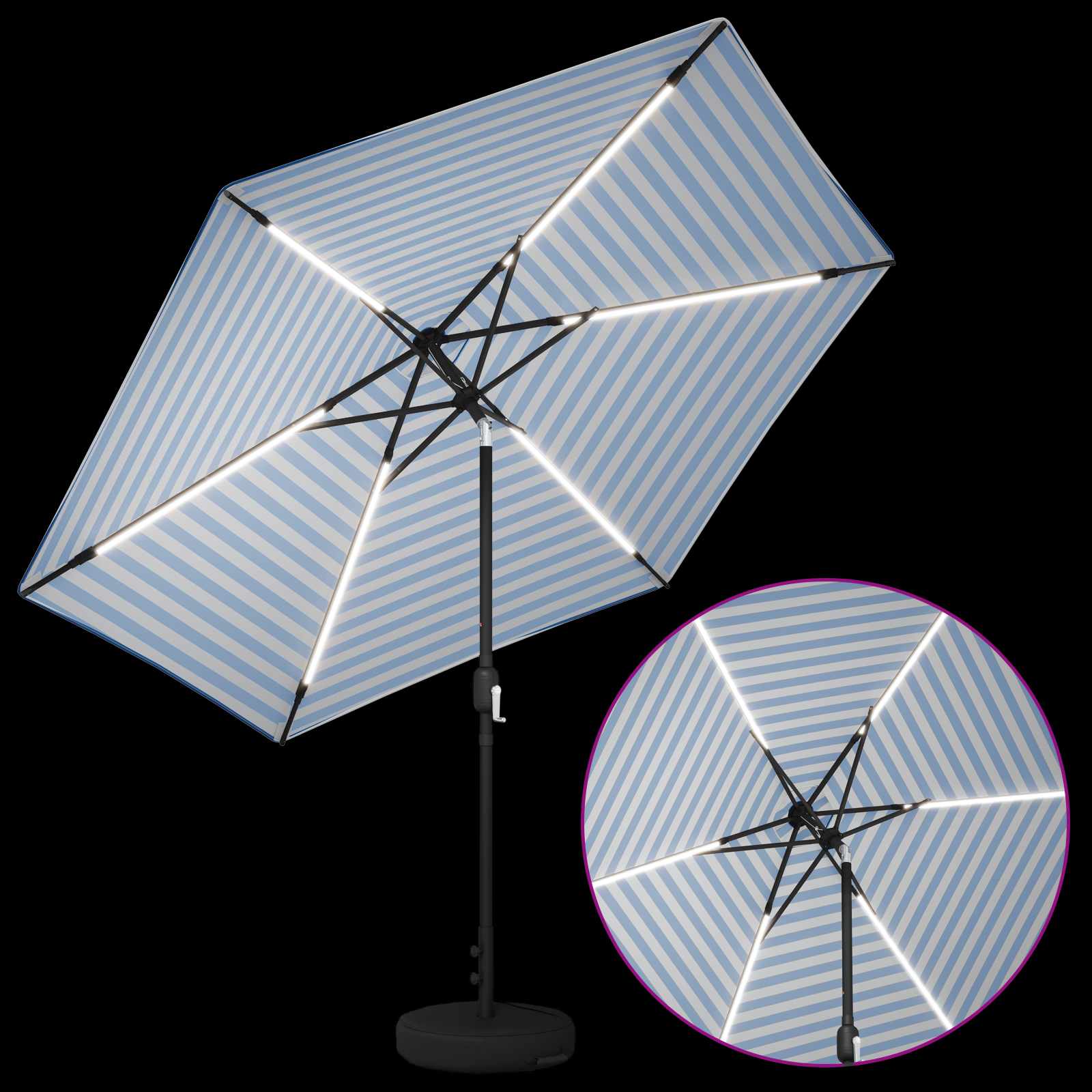 vidaXL Parasol ogrodowy z oświetleniem LED i podstawą 300 x 300 cm