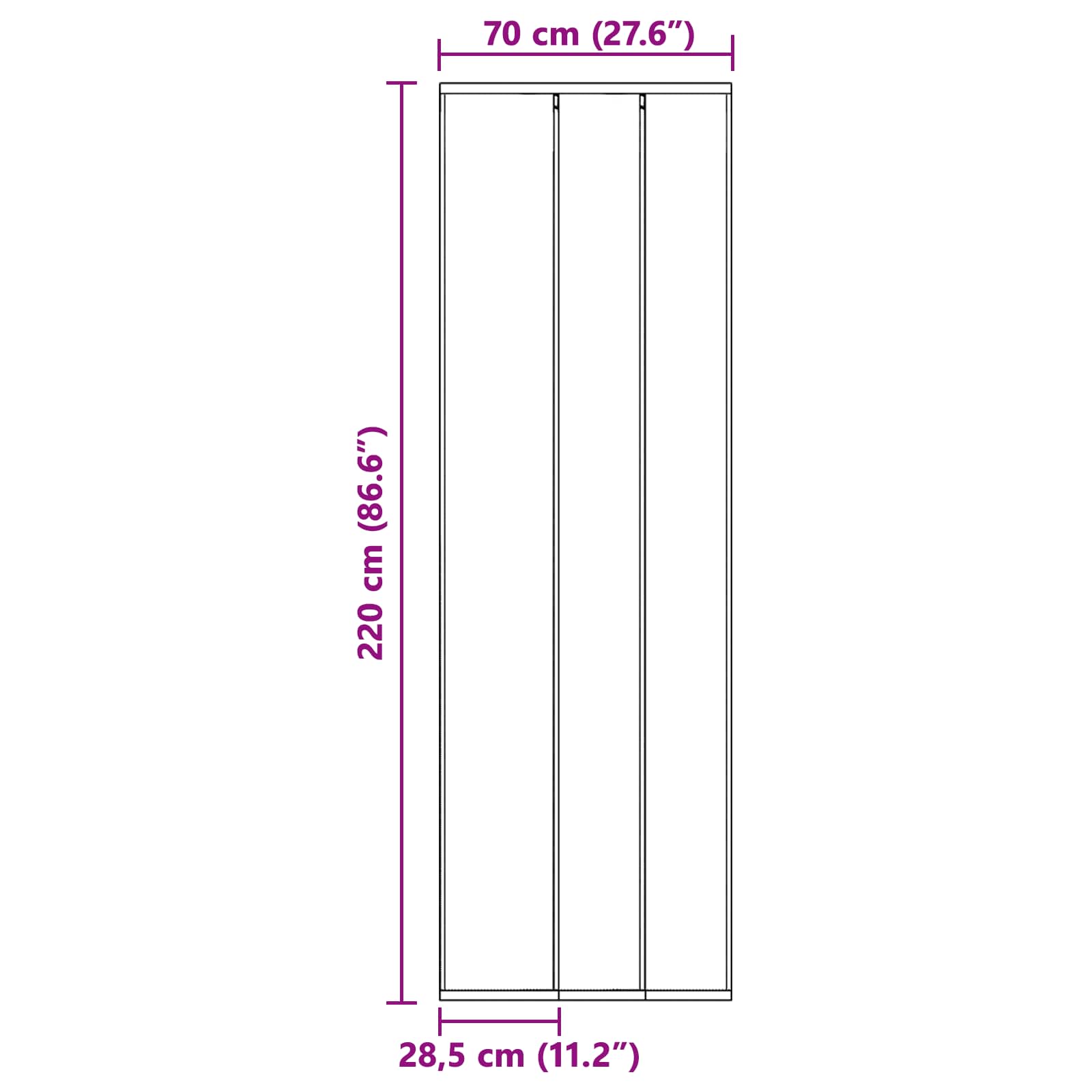 vidaXL Moskitiera drzwiowa z zasłoną siatkową Czarny 70 x 220 cm