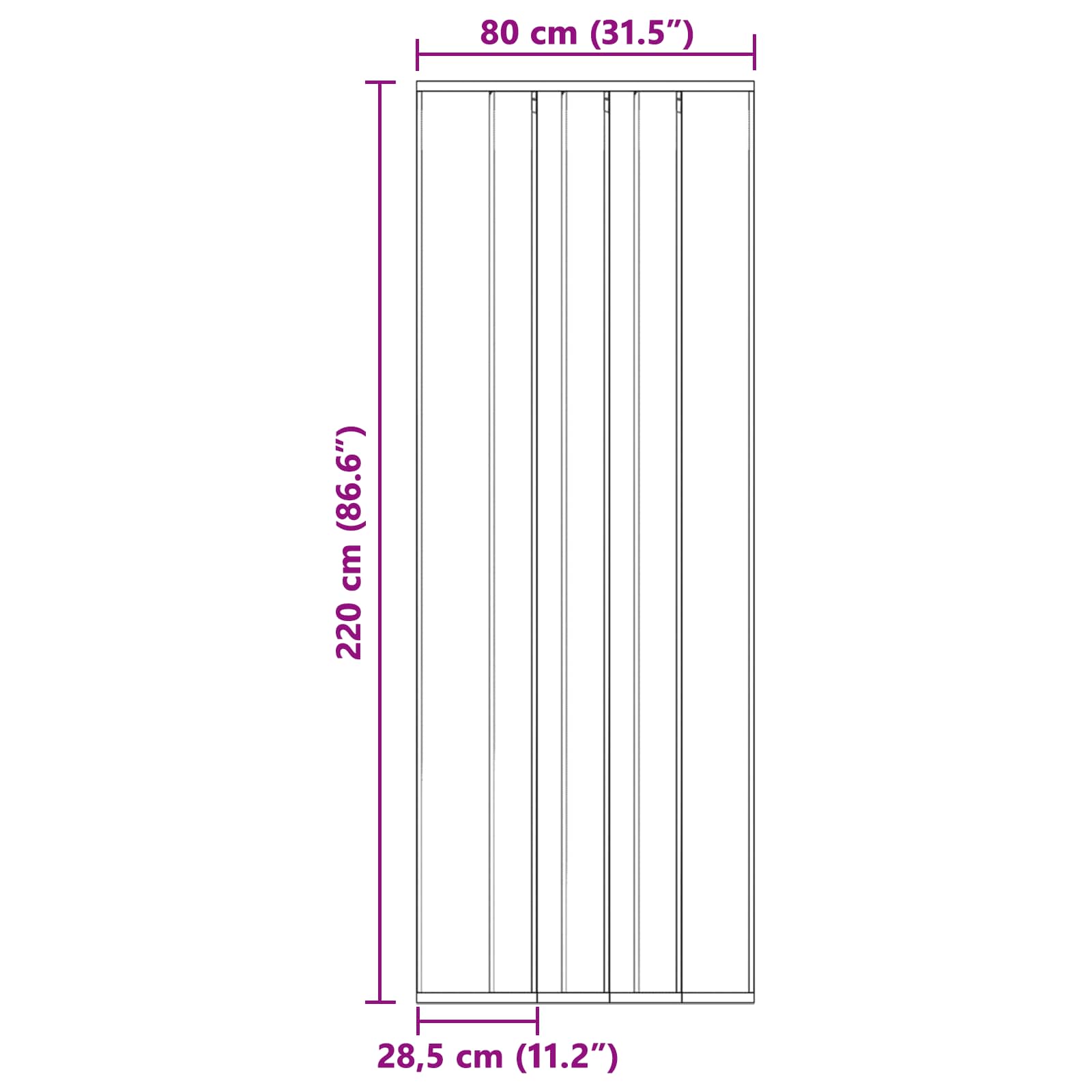 vidaXL Moskitiera drzwiowa z zasłoną siatkową Czarny 80 x 220 cm