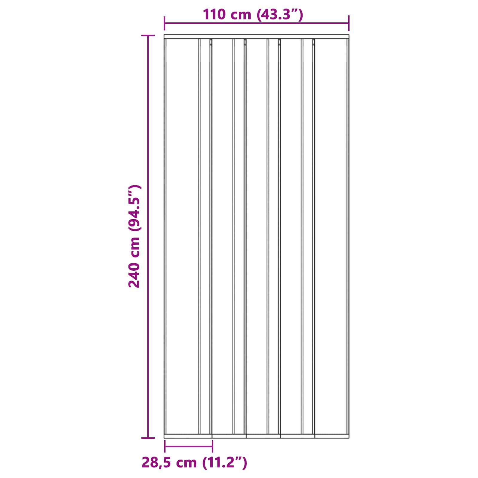 vidaXL Moskitiera drzwiowa z zasłoną siatkową Czarny 110 x 240 cm