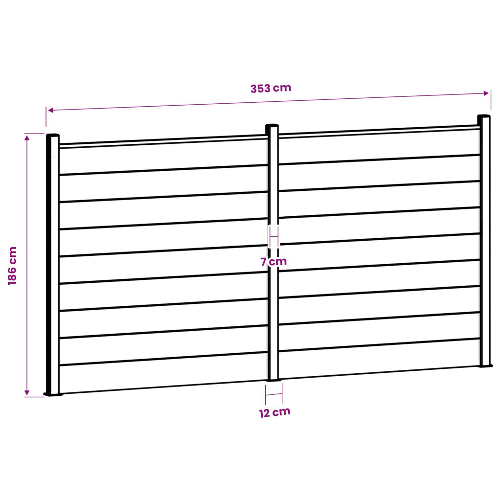 vidaXL Zestaw ogrodzeniowy 353 x 186 cm WPC i aluminium Szary