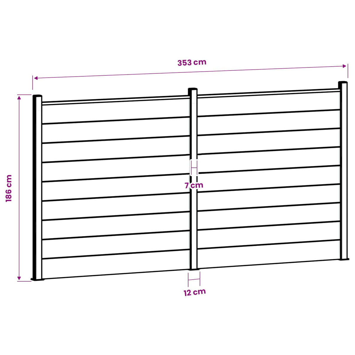 vidaXL Zestaw ogrodzeniowy 353 x 186 cm WPC i aluminium Szary
