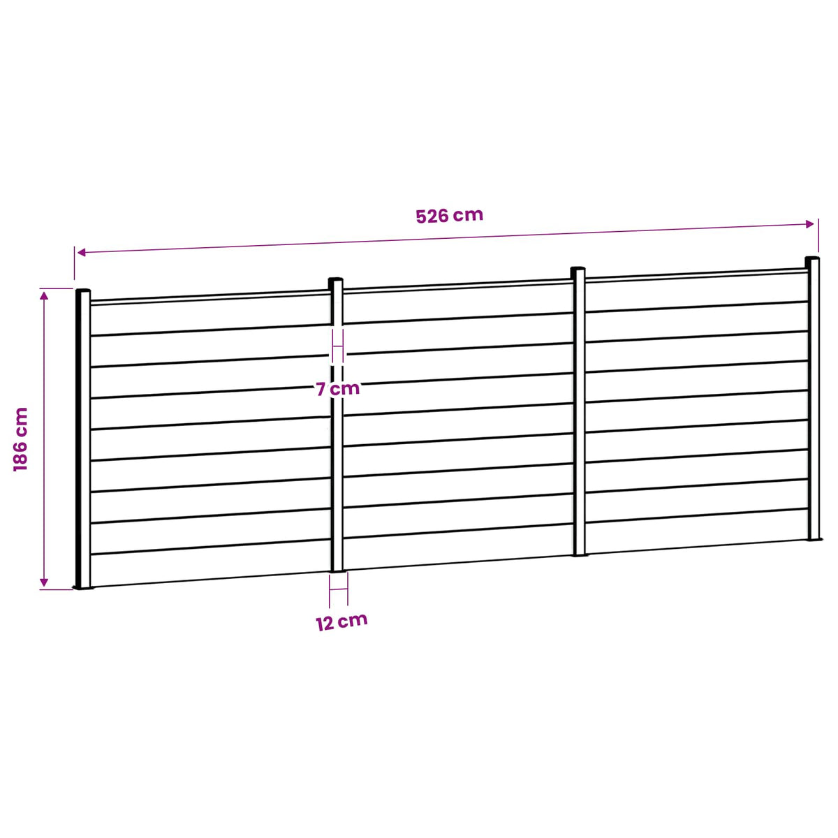 vidaXL Zestaw ogrodzeniowy 526 x 186 cm WPC i aluminium Szary