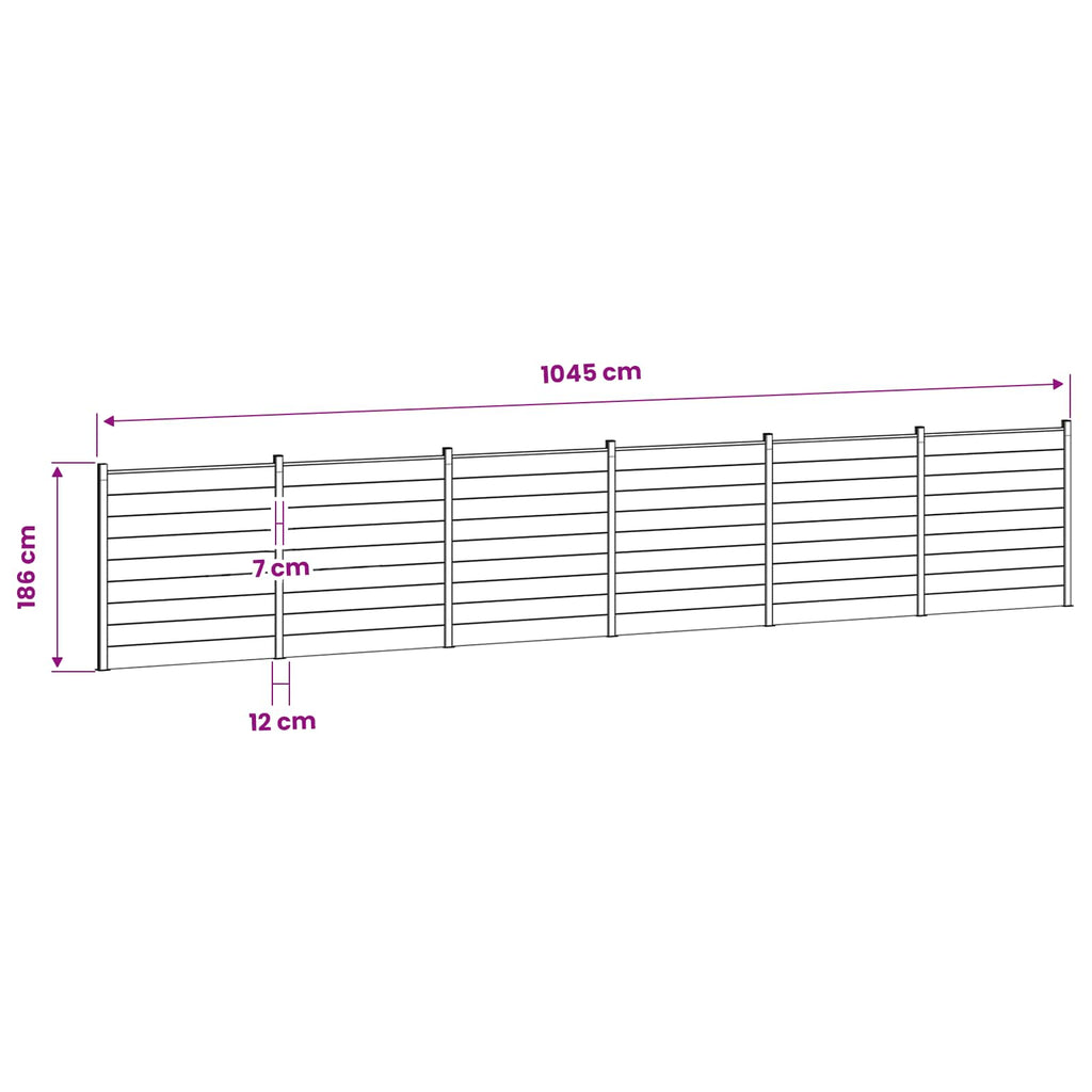 vidaXL Zestaw ogrodzeniowy 1045 x 186 cm WPC i aluminium Szary